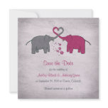 Pink and Grey Elephant Wedding Save the Date invitations