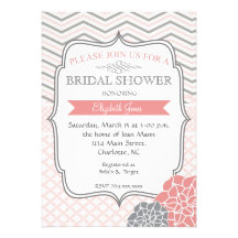 Pink and Grey Vintage  Bridal shower Invitation