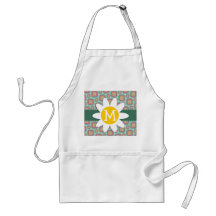 Pink and Mint Retro Pattern; Daisy Aprons