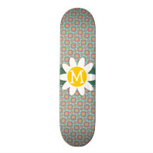 Pink and Mint Retro Pattern; Daisy Skate Board Decks
