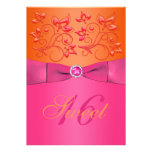 Pink and Orange Floral Sweet Sixteen Invitation