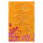 Pink and Orange Floral Wedding Menu Card flyers