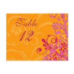 Pink and Orange Floral Wedding Table Cards