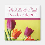 Pink and Orange Tulips, Save the Date Refrigerator Magnet