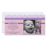 pink and purple bandanna pattern baby announcement photo cards
