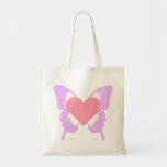 Pink and Purple Butterfly Heart Tote Bag