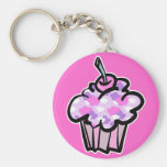 pink and purple clouds cupcake keychains