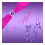 Pink and Purple Floral Bat Mitzvah Invitation