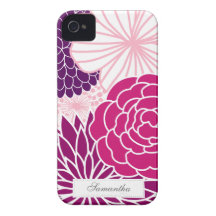 Pink and Purple Mod Floral iPhone 4 Cases