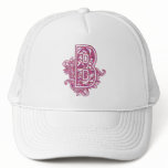 PINK AND PURPLE MONOGRAM LETTER B TRUCKER HATS