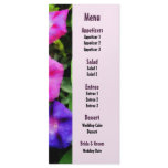 Pink and Purple Morning Glories Wedding Menu rack cards