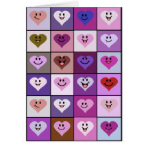 Pink and Purple Smiley Hearts Cards