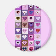 Pink and Purple Smiley Hearts Magnets