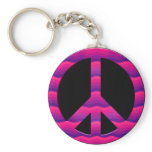 PINK AND PURPLE WAVES PEACE SIGN keychains