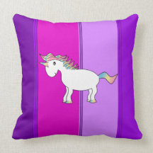 Pink and purples stripes unicorn pillow