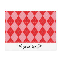 Pink and Red Argyle Pattern Postcard