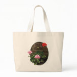 Pink and Red Geraniums Against Brick bags