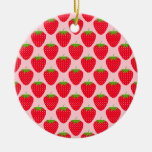 Pink and Red Strawberry Pattern. ornaments