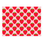 Pink and Red Strawberry Pattern. postcards