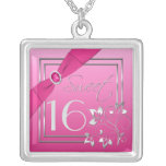 Pink and Silver Floral Sweet Sixteen Necklace