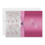 Pink and Silver Monogram Invitation