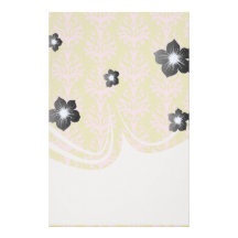 pink and spring green damask personalised stationery