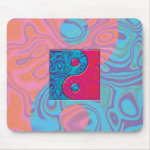Pink and Turquoise Yin Yang Symbol Mouse Mats