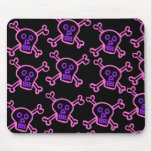 Pink and Violet Skull and Crossbones Mouse Mat