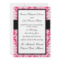 pink and white bird damask pattern design personalized announcement
