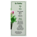 Pink and White Calla Lilies Wedding Program rack cards