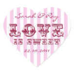 Pink and white Candy stripe love is sweet sticker