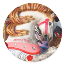 Pink and white carousel horse photograph fair