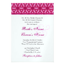 Pink and White Flower Stars Wedding Personalised Invite