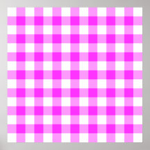 Pink and White Gingham Pattern Poster