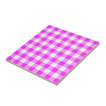 Pink and White Gingham Pattern Tiles