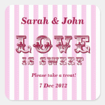 Pink and white Love is sweet Candy Buffet Sticker