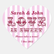 Pink and white Love is sweet Candy Buffet Sticker