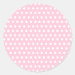 Pink and White Polka Dot Pattern. Spotty. Round Stickers