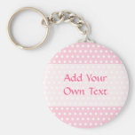 Pink and White Polka Dots Pattern. Key Chains
