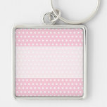 Pink and White Polka Dots Pattern. Keychains