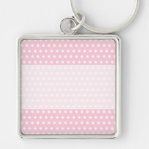 Pink and White Polka Dots Pattern. Keychains
