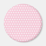 Pink and White Polka Dots Pattern. Magnets