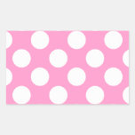 Pink and White Polka Dots Rectangular Stickers