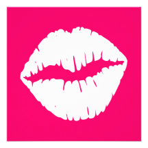 Pink and White Smooch Personalized Invitations