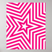 Pink and White Star Kaleidoscope Pattern Print