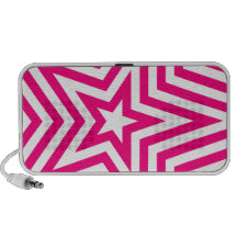 Pink and White Star Kaleidoscope Pattern iPod Speaker