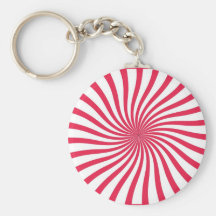 Pink and white swirl keychain