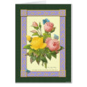 Pink and Yellow Botanical Roses Blank Card