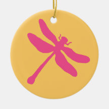 Pink and Yellow Dragonfly Christmas Ornament