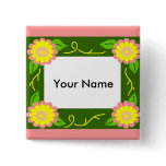 Pink and yellow flower frame, Your Name button